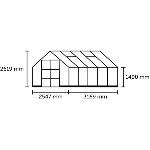 Halls ICON 8 8,1 m² sort m/3 mm hærdet glas og fundament