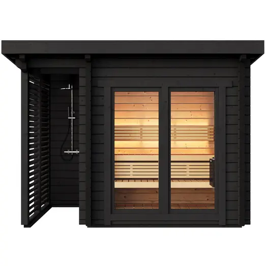 Saunahytte Island m/glasfront/dør 4 pers. Thermowood (uden ovn)