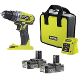 Ryobi R18PD2-220S 18V ONE+ slagboremaskine 2x2,0Ah batteri, taske og lader