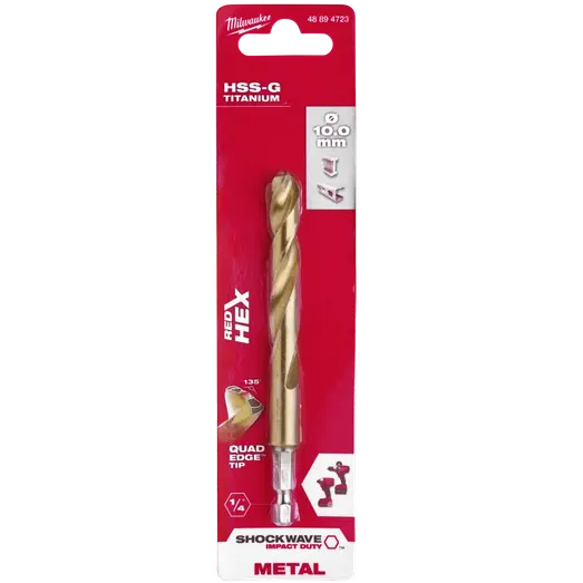 Milwaukee Red Hex shockwave™ HSS-Tin metalbor 10 mm