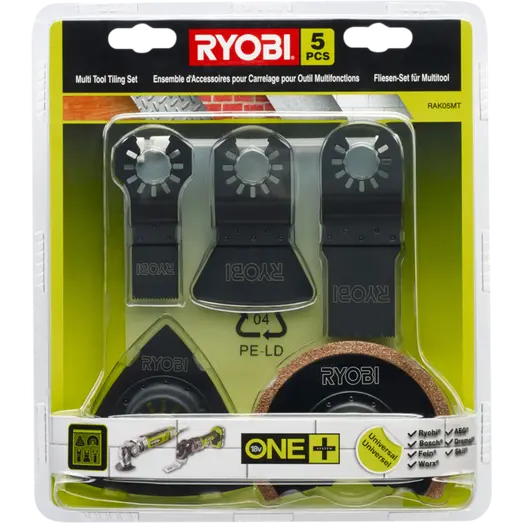 Ryobi RAK05MT universal tilbehørssæt t/multiværktøj 5 stk