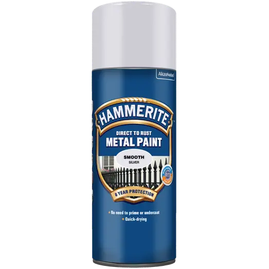 Hammerite glat-effekt metalmaling spray sølv