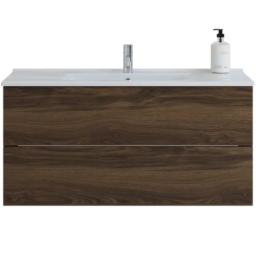 Scanbad vaskeskab m/håndvask 100cm brun eg