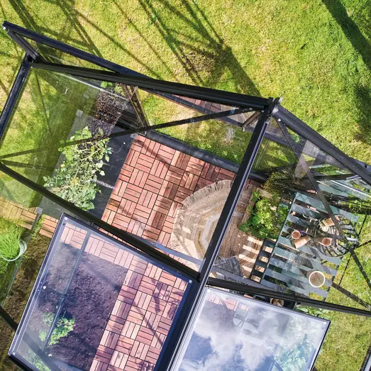 Halls glasmontageliste sort t/ICON Gardenhouse 6 7,3 m² m/ hærdet glas