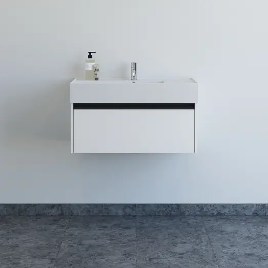 Scanbad badmøbel m/Asyre vask/højre hvid mat