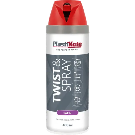 Plasti-Kote twist spraymaling 400 ml satin postrød