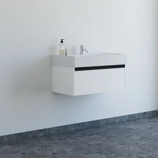 Scanbad badmøbel m/Asyre vask/højre hvid mat