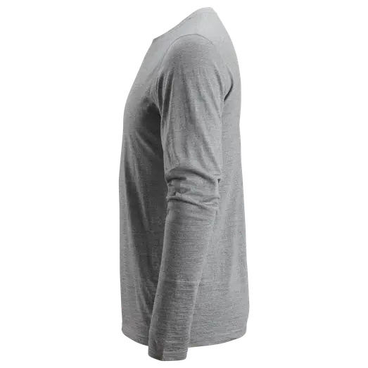 Snickers Allroundwork t-shirt langærmet uld gråmeleret