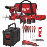 Milwaukee boks m/elværktøjssæt, håndværktøj og Packout™ kuffert