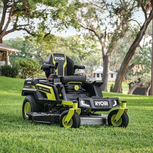 Ryobi RY72ZTRX107-210 72V 107 cm zero turn plæneklipper 2x10 Ah batt.