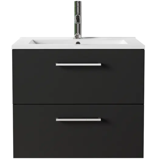 Badskab Milano med vask og 2 skuffer sort 60x45x60 cm