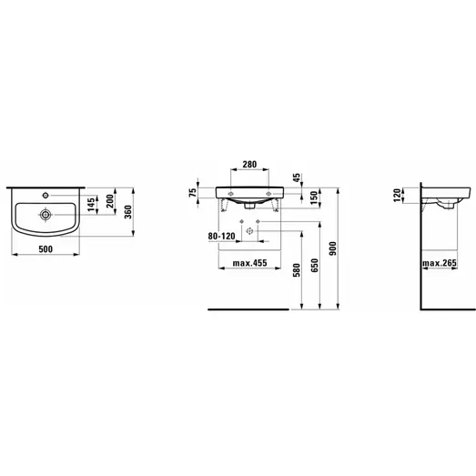 Laufen Kompas håndvask 390x178x520 mm hvid