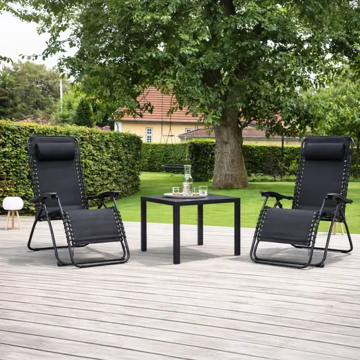 Guldborg havemøbelsæt med positionsstole sort