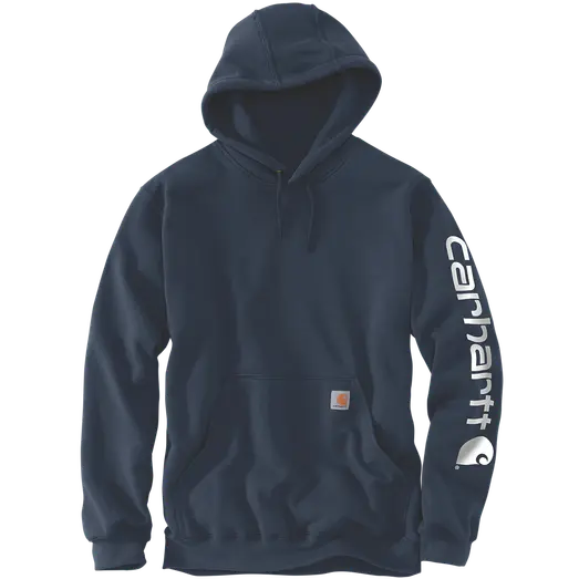 Carhartt sleeve logo sweatshirt med hætte new navy