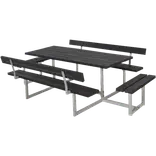 PLUS Basic Bord/Bænkesæt m/2 ryglæn og 2 påbygninger 260 cm RePlast Sort