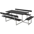 PLUS Basic Bord/Bænkesæt m/2 ryglæn og 2 påbygninger 260 cm RePlast Sort