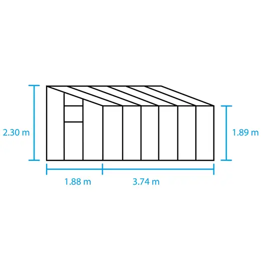 Halls Qube Lean-To 612 vægdrivhus sort med hærdet glas 7,1 m²