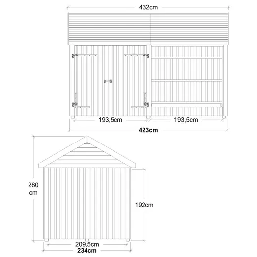 Plus Classic Multi Havehus 10 m²  2 moduler m/dobbeltdør og åben front