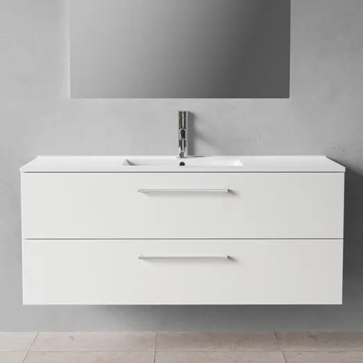 Badskab Milano 355CB  120 cm m/2 skuffer og vask 47x52x122 cmhvid