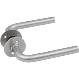 Jasa dørgreb L-form 19 mm m/massiv roset rustfrit stål