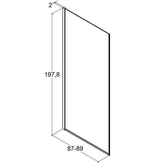 Scanbad brusevæg D 89x197,8cm mat sort/klart glas