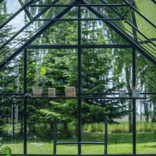 Halls ICON 8 8,1 m² sort m/3 mm delt glas og fundament