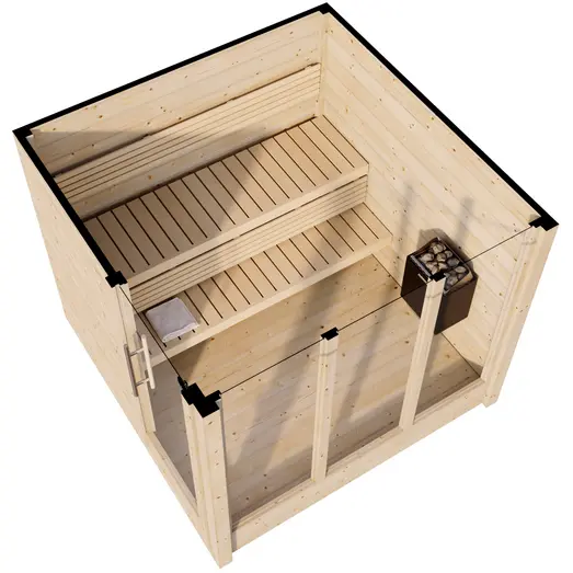 Saunahytte Anita m/glasfront/dør 4 pers. (uden ovn)