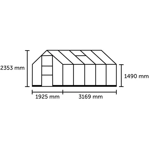 Halls ICON 6 6,1 m² sort m/3 mm delt glas og fundament