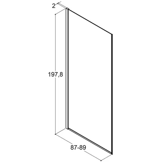 Scanbad brusevæg D 89x197,8cm børstet satin/klart glas