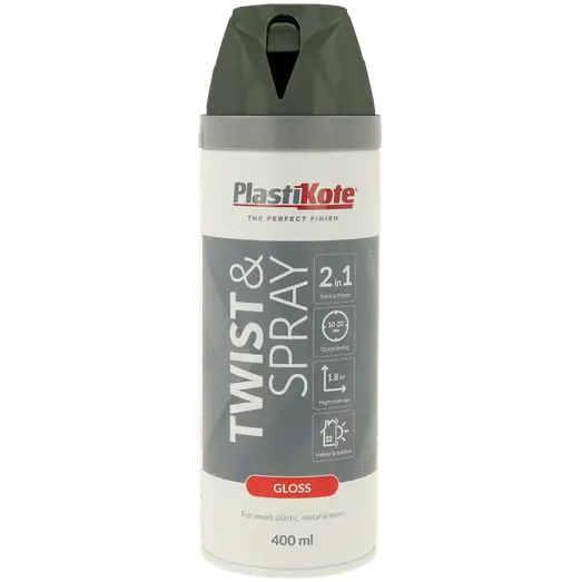 Plasti-Kote twist spraymaling 400 ml blank grå