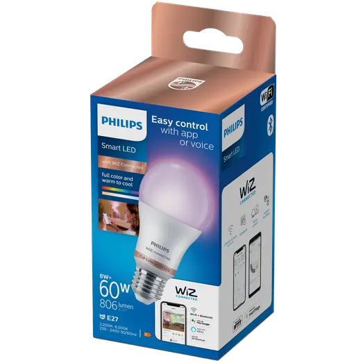 Philips Smart WiZ color LED pære E27 8,5W standard mat