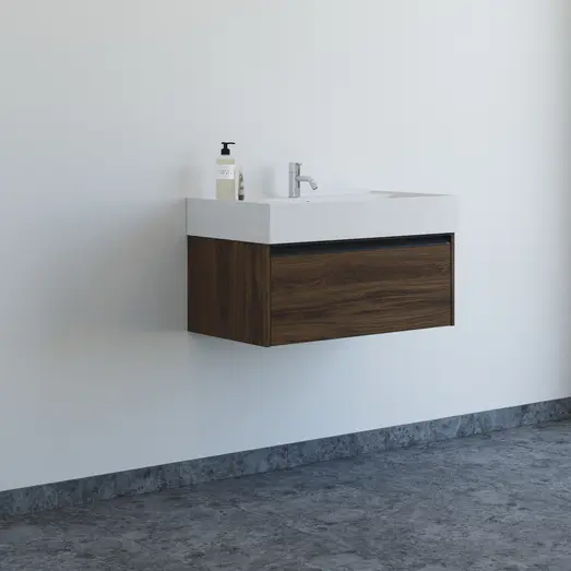 Scanbad badmøbel m/Asyre vask/højre brun eg