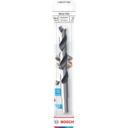 Bosch HSS-spiralbor til metal, CYL reduceret skaft 10,5x87x133 mm