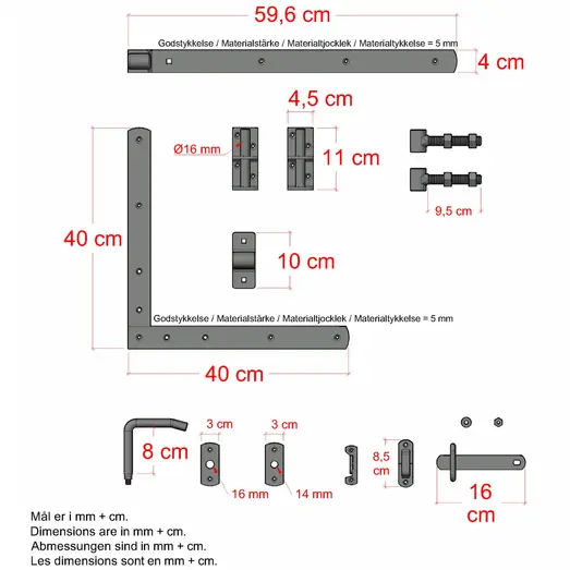 PLUS Plank enkeltlåge inkl. beslag 100×163 cm