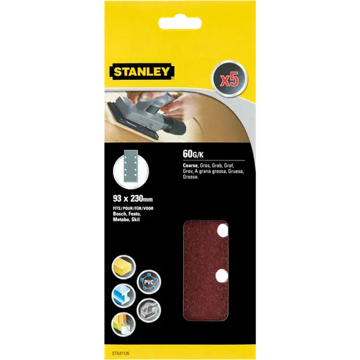 Stanley White Alox slibeark 93x230 mm 5 stk