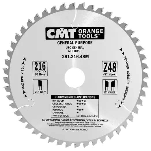 CMT savklinge 216x2,8x30 mm. Z48W neg.