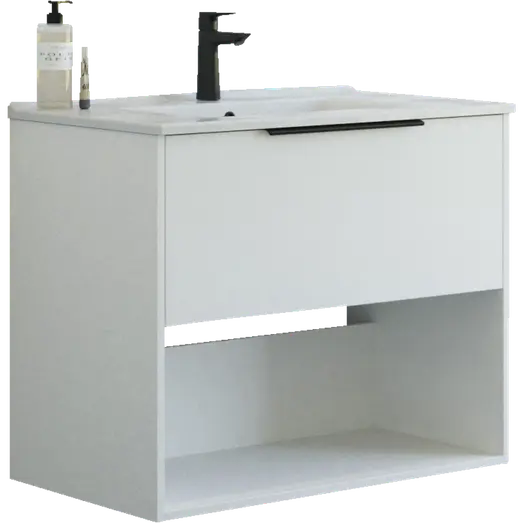 Scanbad NOW vaskeskab m/én skuffe og åbent rum 65,8x45,5 mat hvid glat front