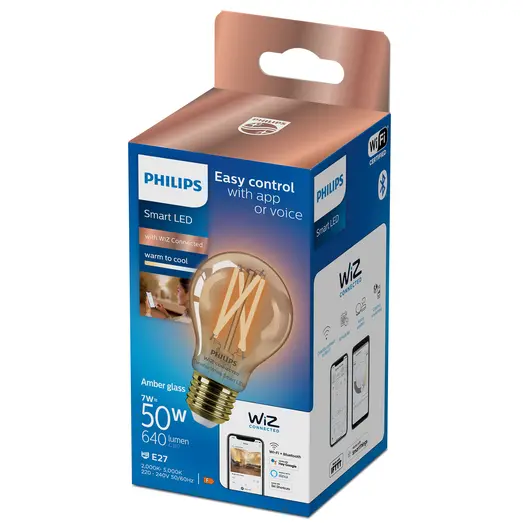 Philips Smart WiZ white LED pære E27 6,7W standard guld