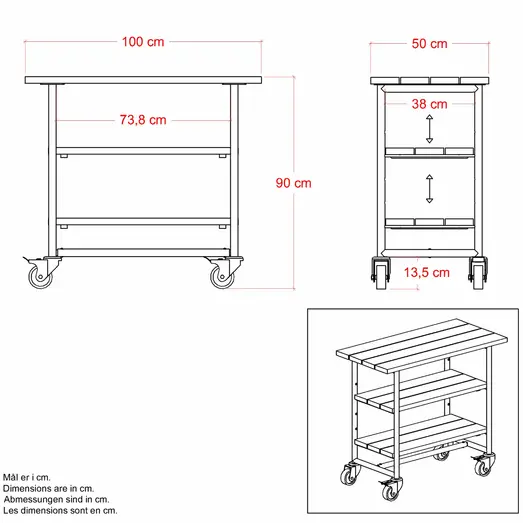 PLUS Urban Picnic plante/grillbord m/2 hylder – ThermoWood®/sort stel