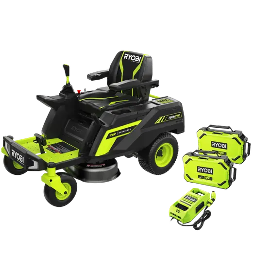 Ryobi RY72ZTRX76-210 72V 76 cm zero turn plæneklipper 2x10 Ah batt.