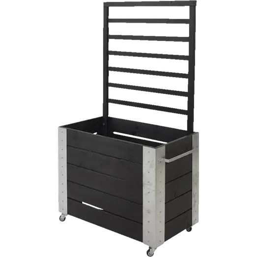 Plus Cubic blomsterkasse med espalier og hjul 87x50 cm sort