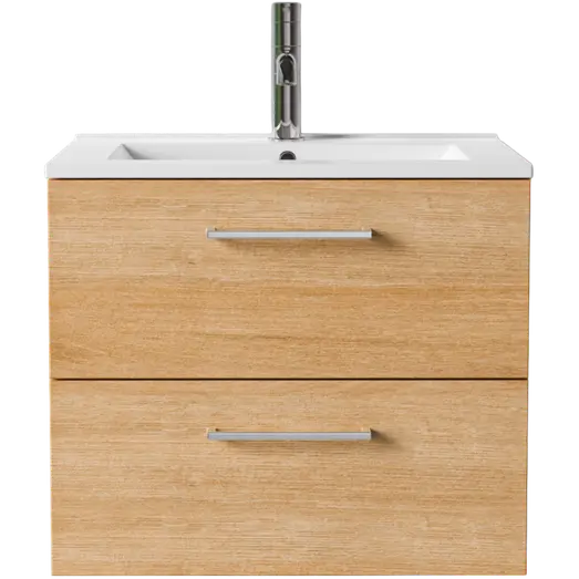 Badskab Milano 2 skuffer m/vask varm eg, 60 cm 
