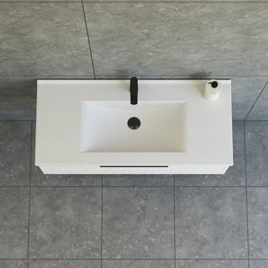 Scanbad NOW vaskeskab m/én skuffe 33,8x45,5 mat hvid stribet front