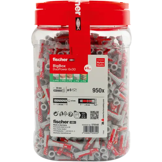 Fischer universaldybel 6x30mm 950 stk.