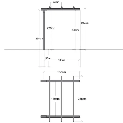 Plus pergola dobbelt forlængermodul sort