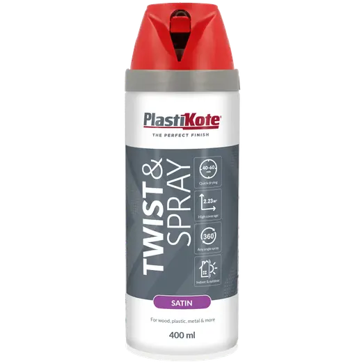 Plasti-Kote twist spraymaling 400 ml satin postrød