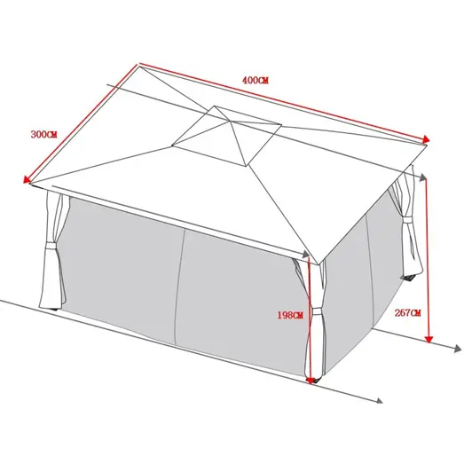Outfit pavilion 3x4 m sort/grå