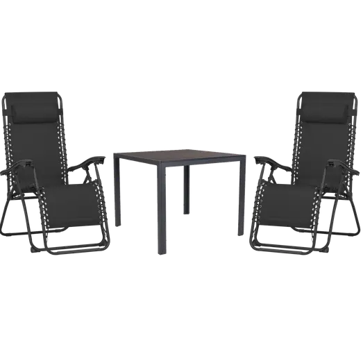 Guldborg havemøbelsæt med positionsstole sort