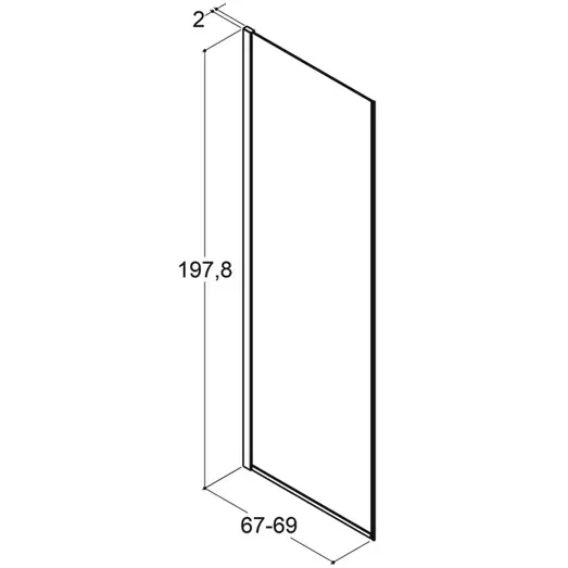 Scanbad brusevæg D 69x197,8cm børstet satin/isglas