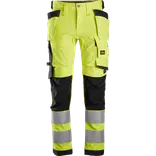 Snickers Allroundwork arbejdsbukser med hylsterlommer stretch klasse 2 hi-vis gul/sort